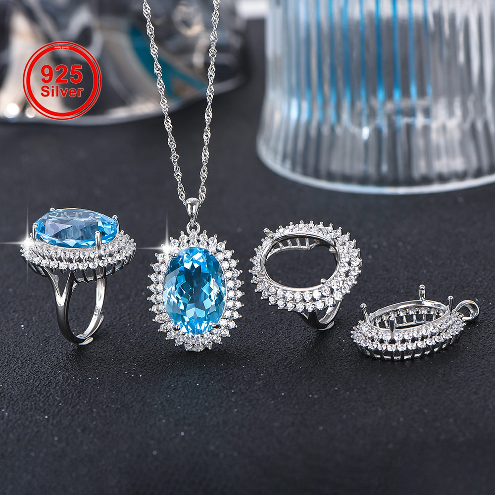 Jewelry Making Gemstones - 13x18 مللي متر S925 فضة قلادة