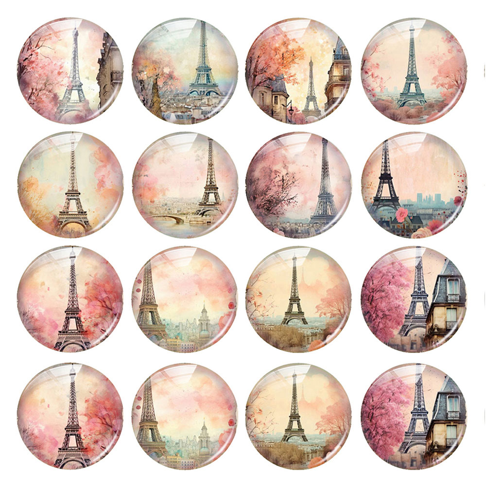 Jewelry Making Paris - كابوشون زجاجي مسطح الظهر بتصميم برج
